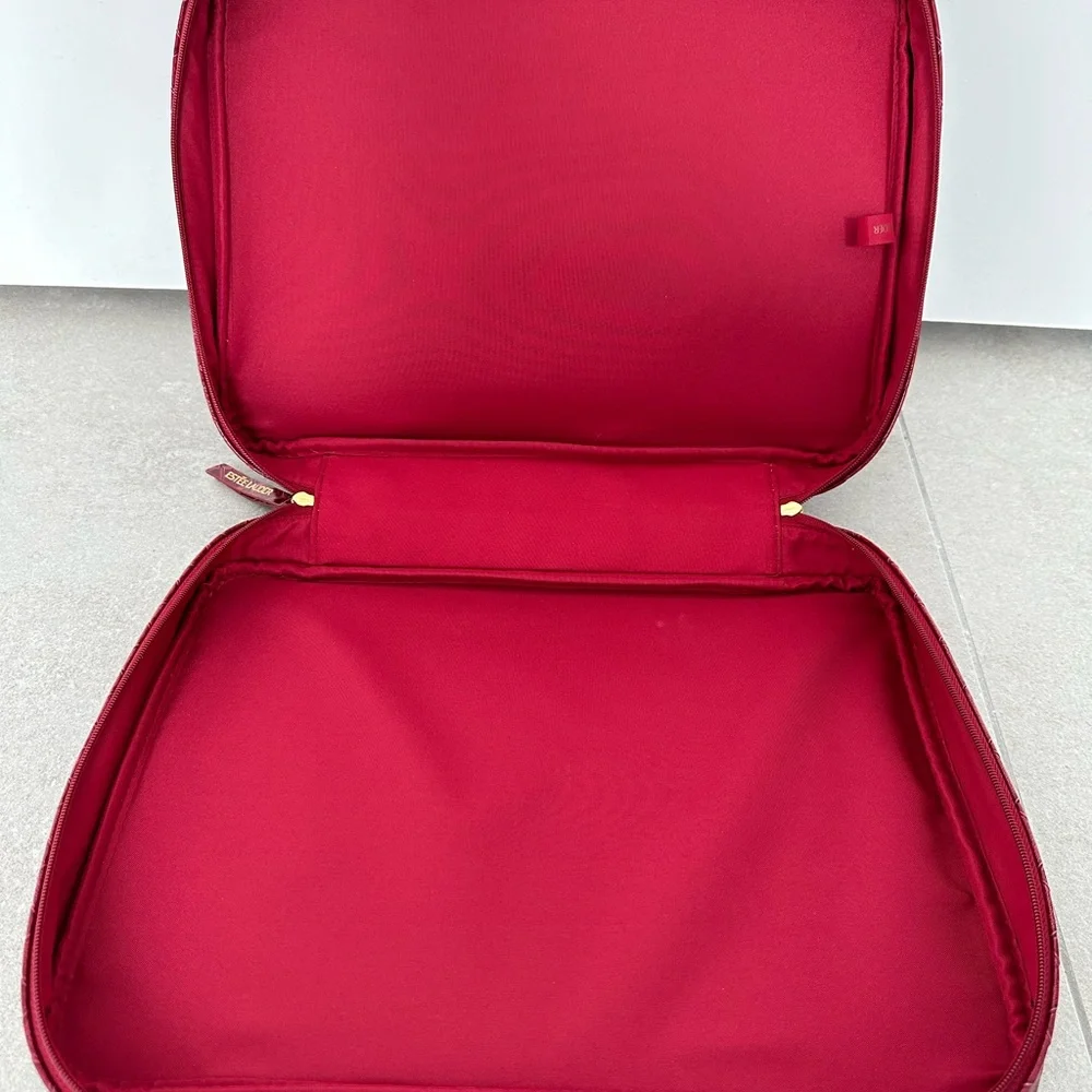 Estee Lauder Makeup Bag Beauty Case Laptop Computer Briefcase Red Tote Handbag - Picture 3 of 9